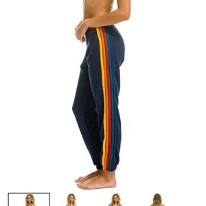 Aviator Nation 5 stripe sweatpants, small, navy